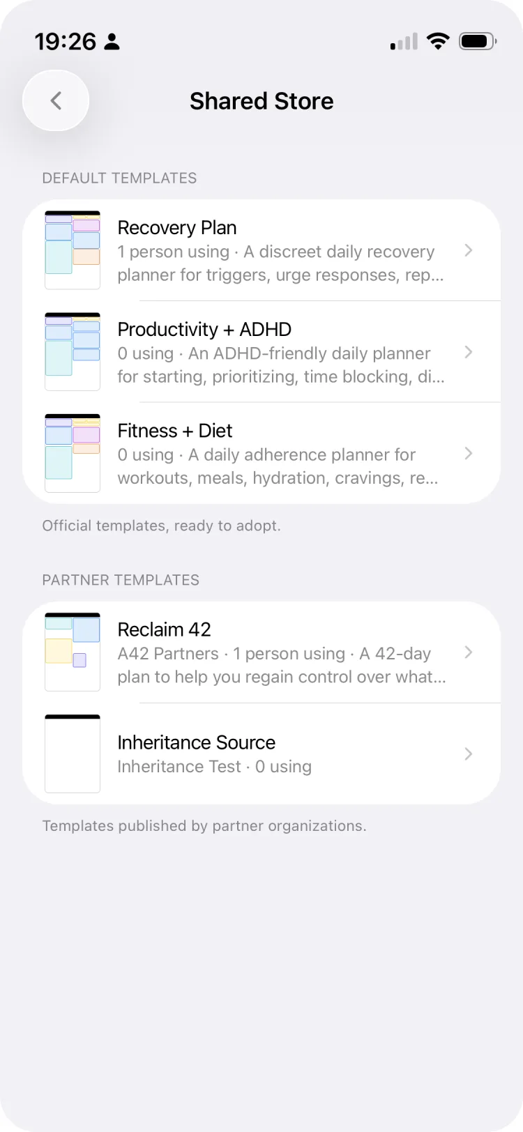 a42 shared template store