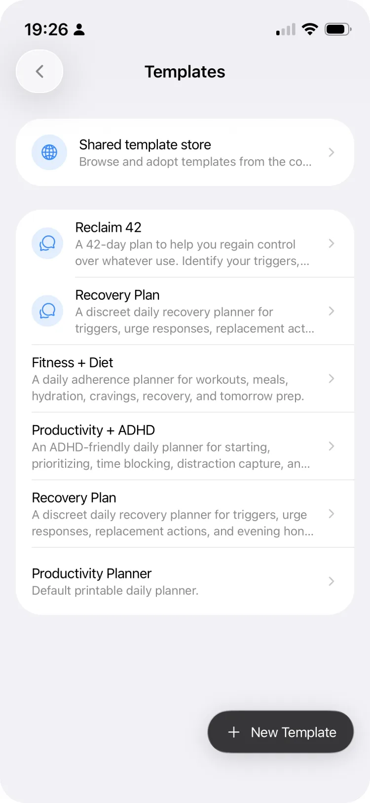 a42 personal templates list